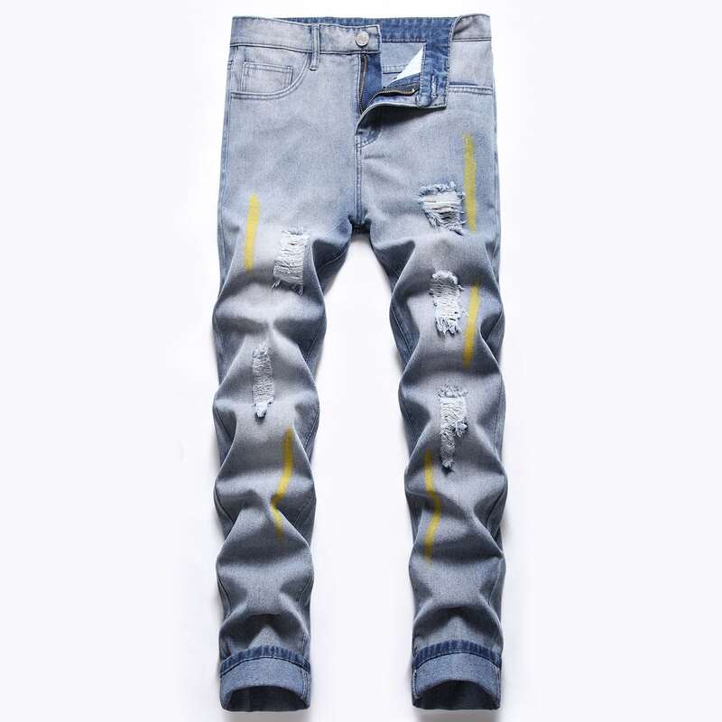 

Guys Washed Ripped Skinny Jeans, Light wash