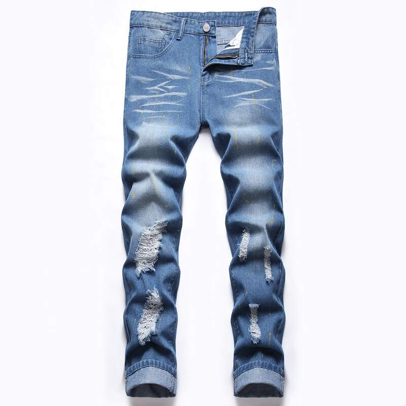 

Guys Washed Ripped Skinny Jeans, Medium wash
