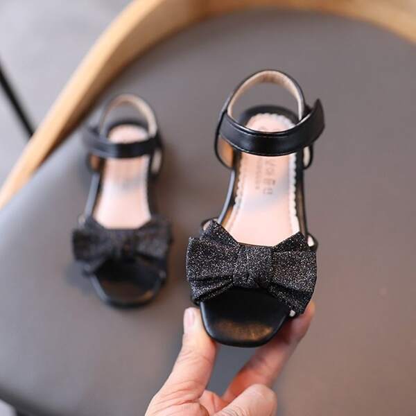 

Toddler Girls Glitter Bow Decor Sandals, Black