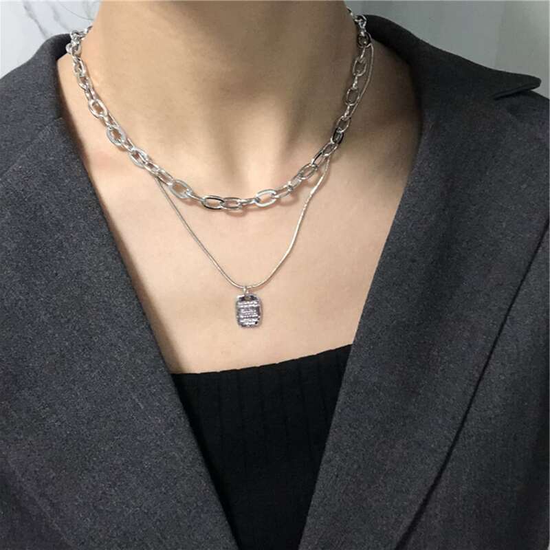 

Layered Chain Necklace, Silver