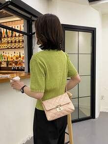 Quilted Chain Shoulder Bag - Pink - View 3