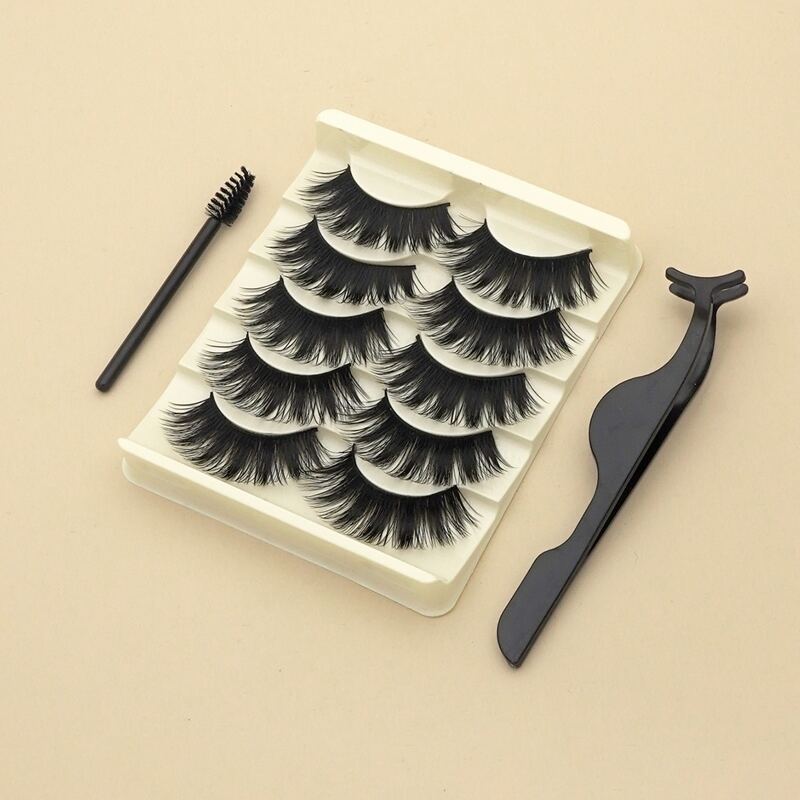 

5pairs Fake Eyelash With 2pcs Tool, Black