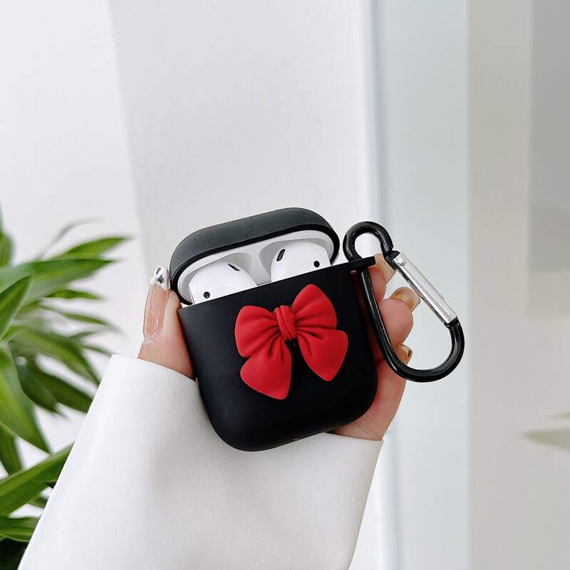 

Bow Decor Airpods Case, Black