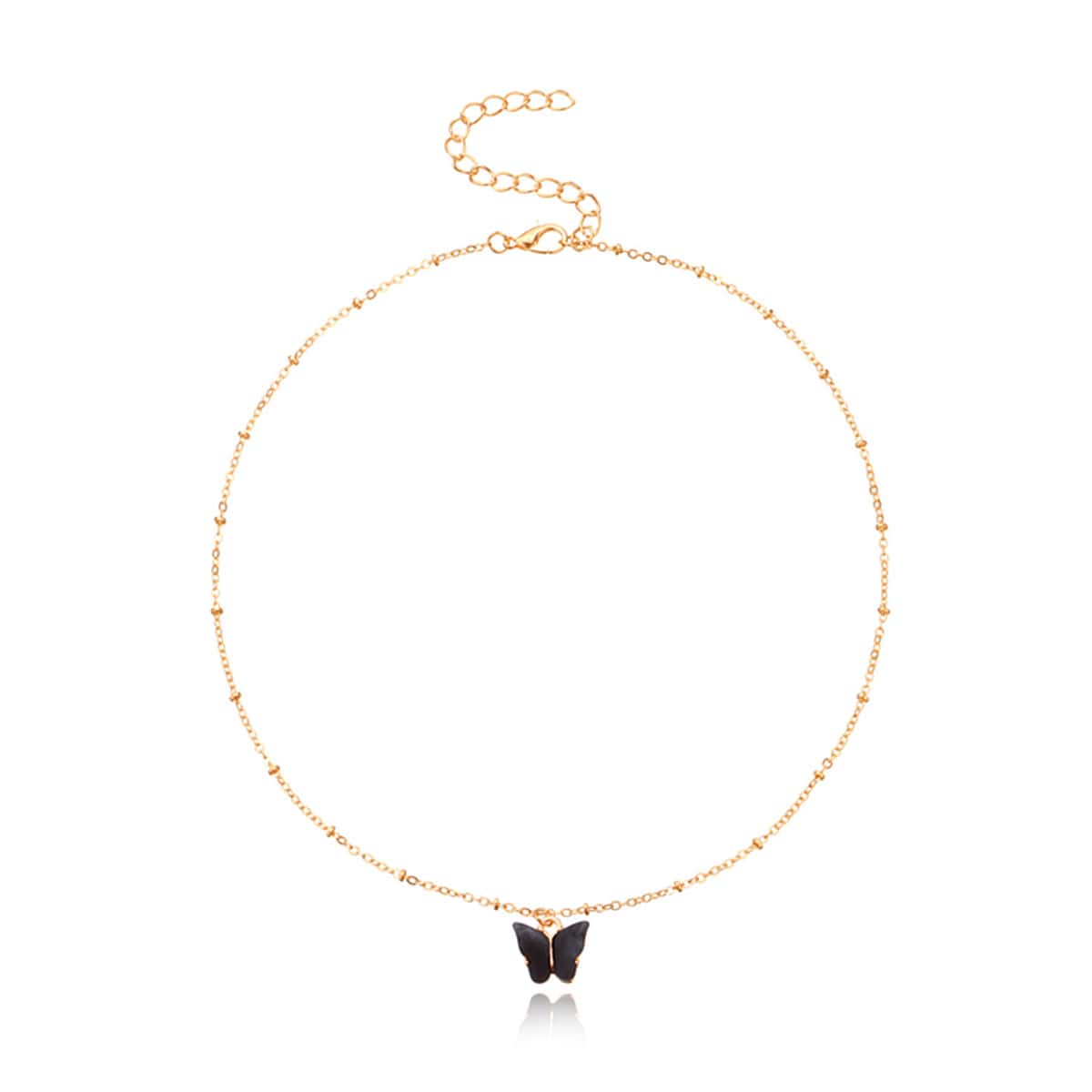 

Butterfly Pendant Necklace, Black