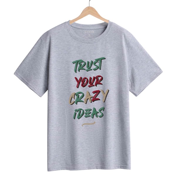 

Slogan Graphic Short Sleeve Tee, Light grey