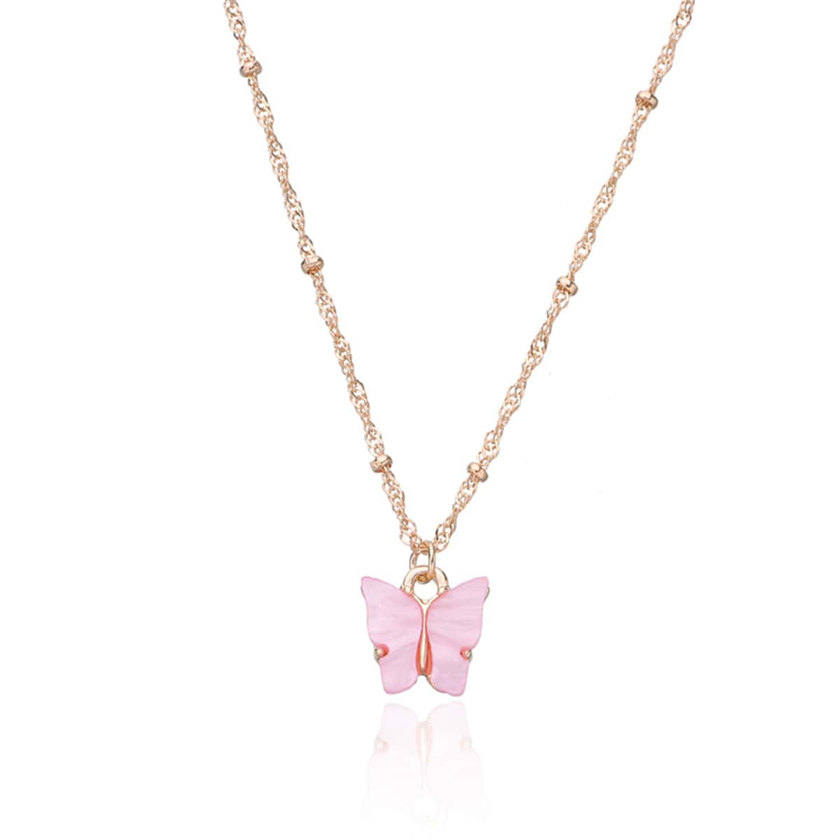 

Butterfly Pendant Necklace, Pink