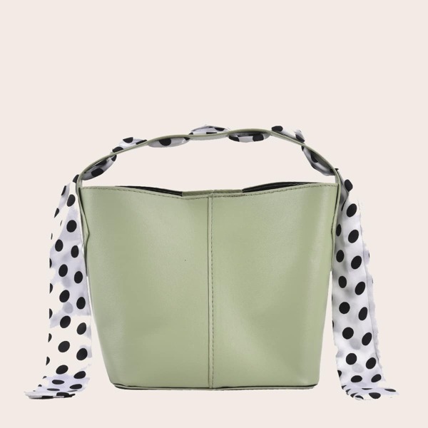 

Twilly Scarf Decor Bucket Bag, Green