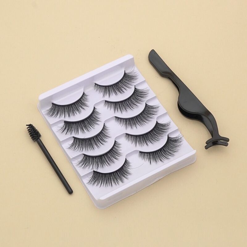 

5pairs Fake Eyelash With 2pcs Tool, Black