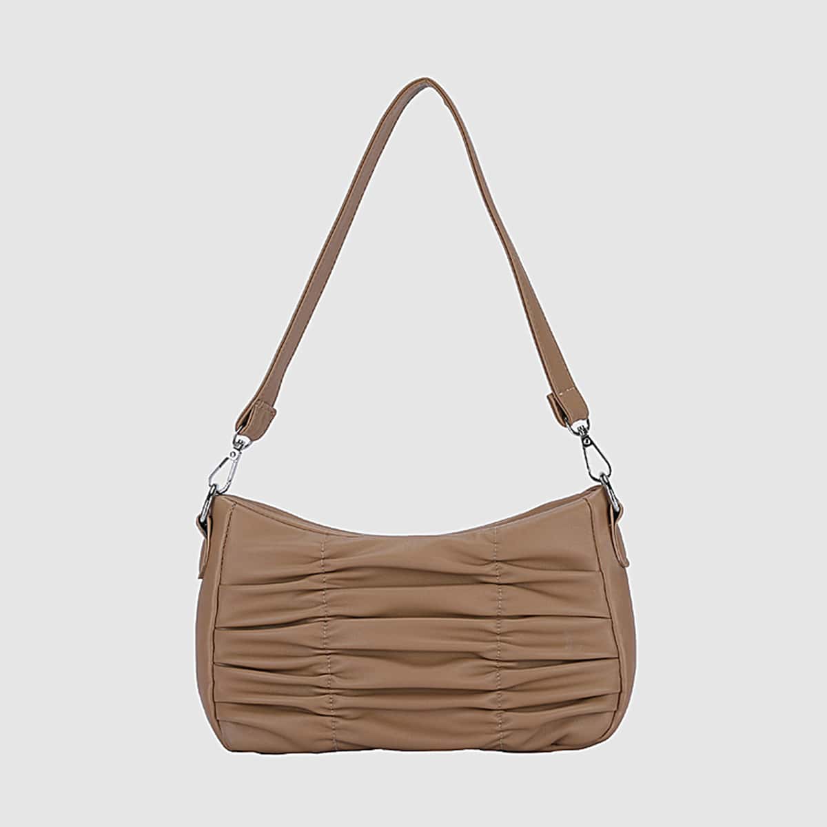 

Ruched Baguette Bag, Brown