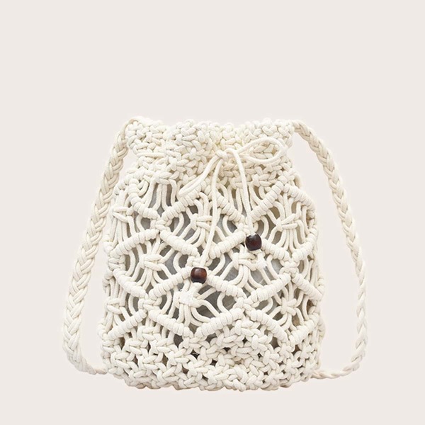 

Hollow Out Crossbody Bag, White