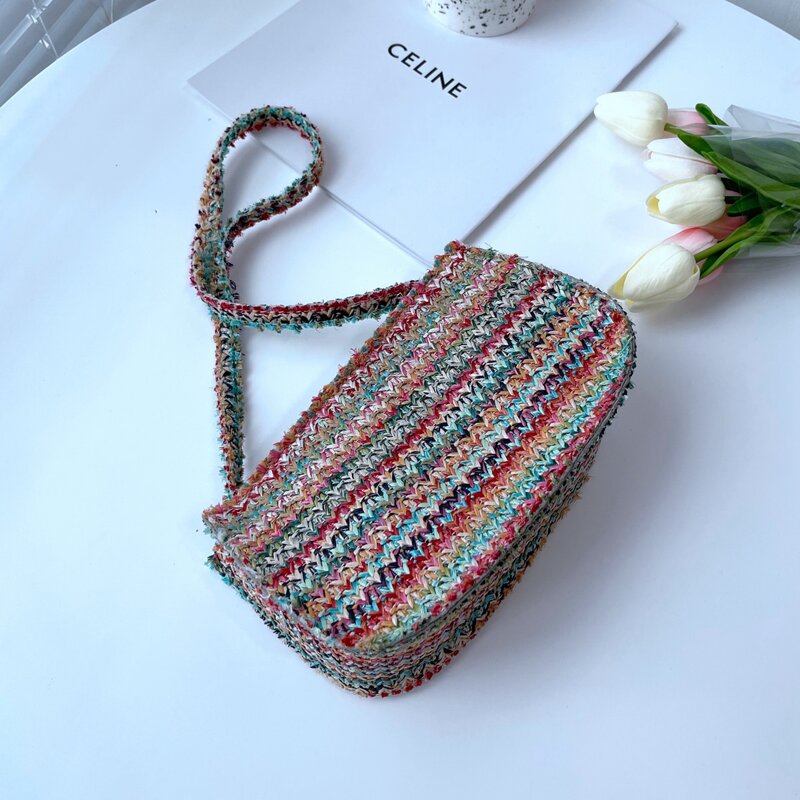 

Straw Shoulder Bag, Pink