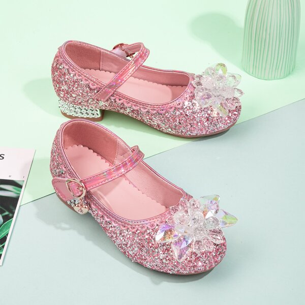 

Girls Crystal Decor Glitter Flats, Pink