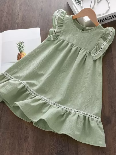 小女童荷葉邊後鎖孔娃娃裙