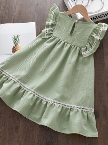小女童荷葉邊後鎖孔娃娃裙 - 薄荷綠 - 查看 2