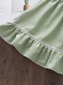 小女童荷葉邊後鎖孔娃娃裙 - 薄荷綠 - 查看 3