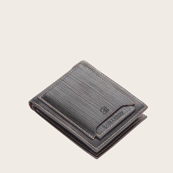 

Men Stitch Trim Fold Over Wallet, Coffee brown