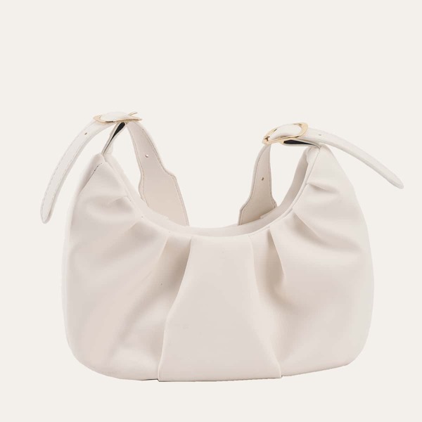 

Ruched Shoulder Bag, White