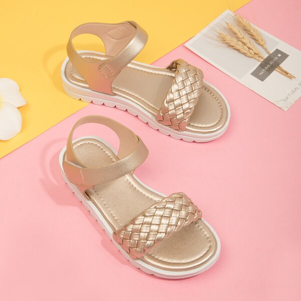 

Girls Braided Design Sandals, Gold
