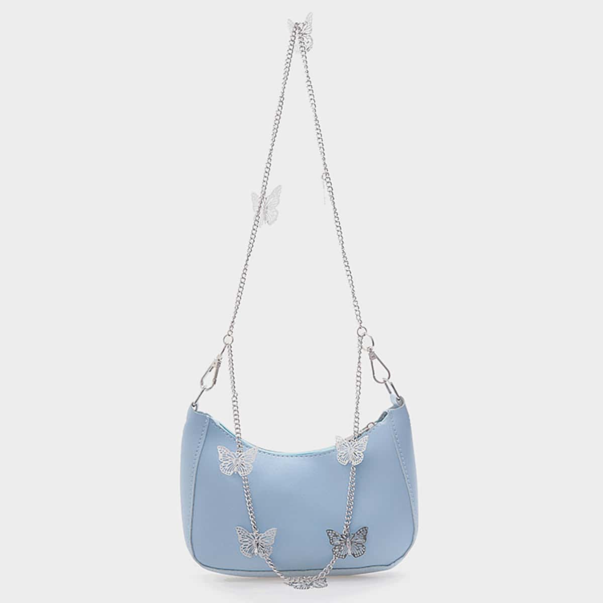 

Butterfly Chain Shoulder Bag, Baby blue
