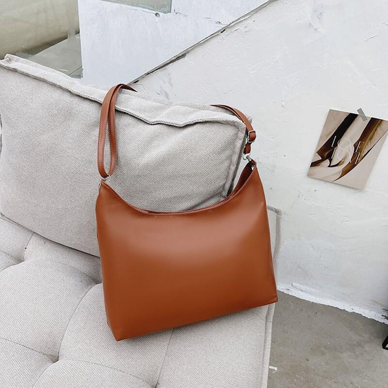 

Plain Shoulder Bag, Brown
