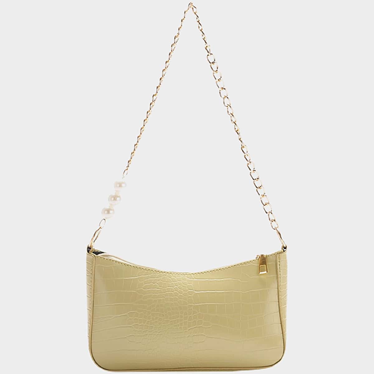 

Croc Embossed Shoulder Bag, Yellow