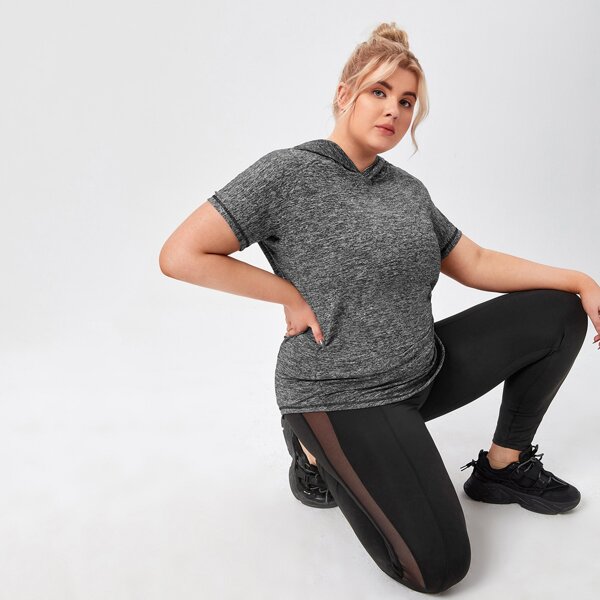 

Plus Space Dye Hooded Sports Tee, Dark grey