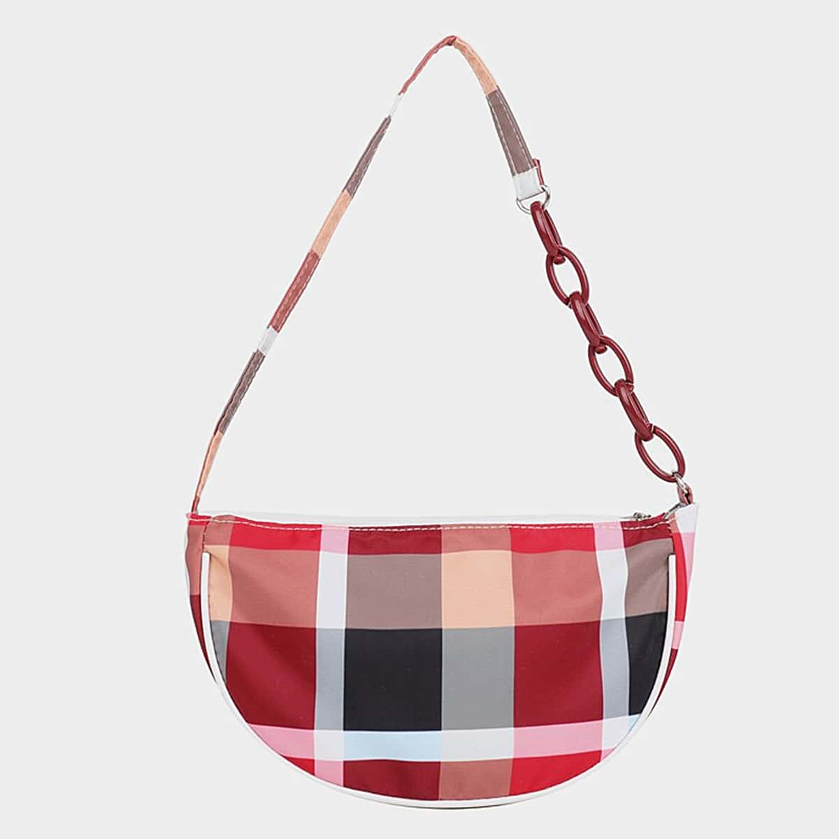 

Plaid Baguette Bag, Multicolor