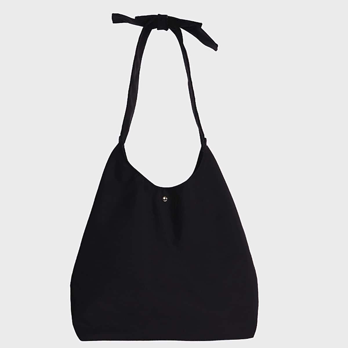 

Solid Knot Strap Shoulder Bag, Black