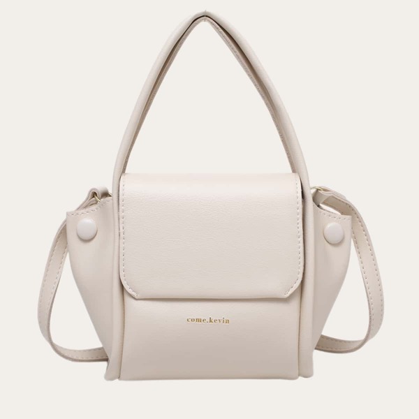 

Letter Graphic Satchel Bag, Beige
