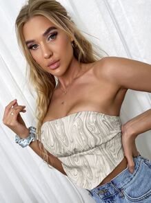 SHEIN Privé Allover Print Bandana Tube Top - Grey - View 6