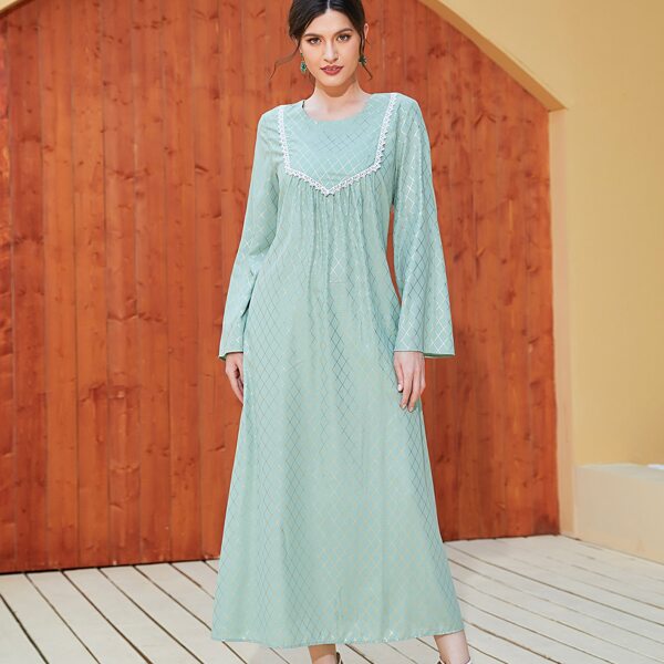 

Argyle Gilding Contrast Lace Tunic Dress, Mint green