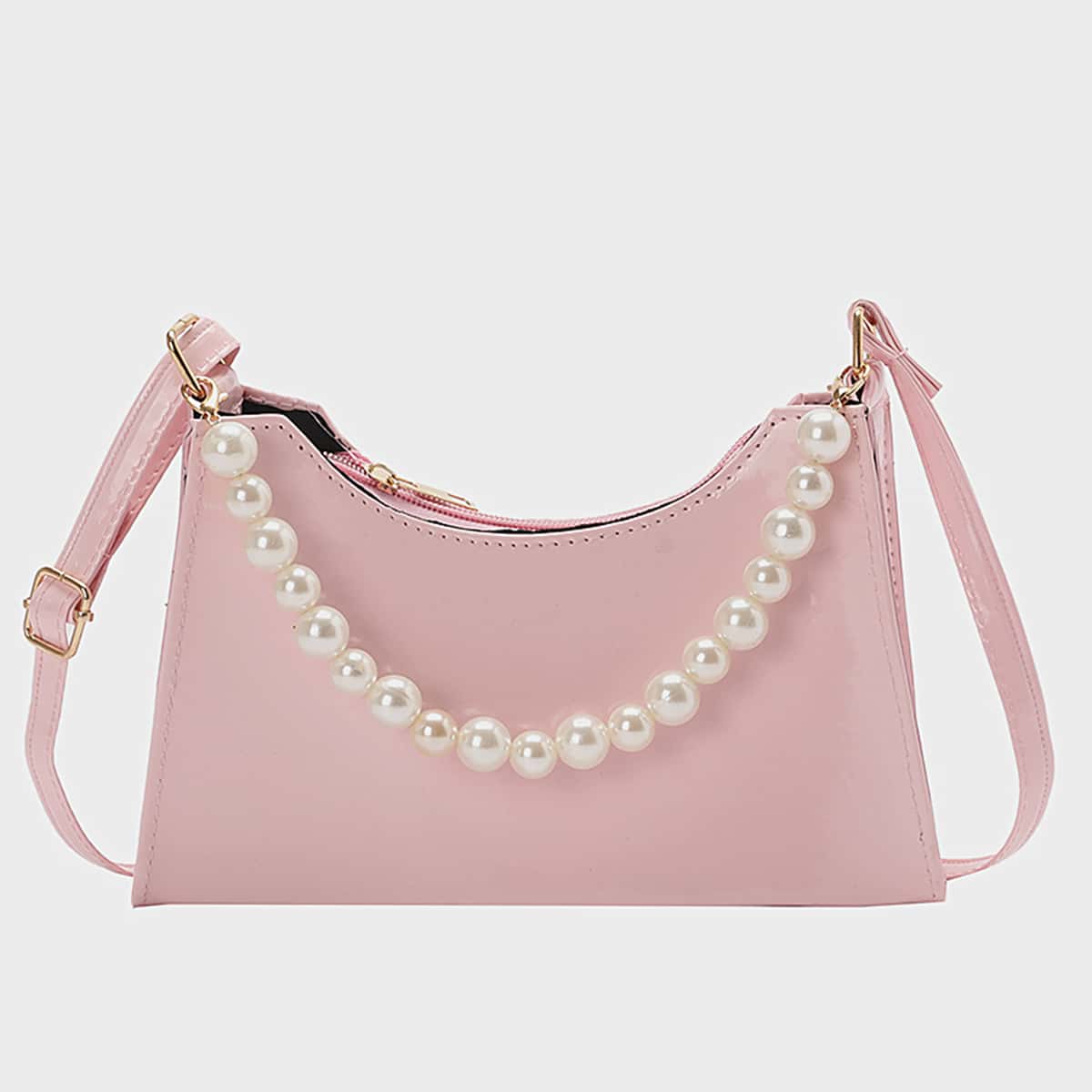 

Faux Pearl Decor Shoulder Bag, Pink