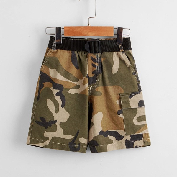 

Toddler Boys Camo Belted Flap Pocket Shorts, Multicolor
