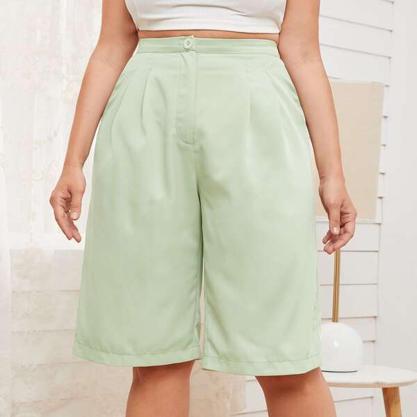 

Plus Solid Bermuda Shorts, Mint green