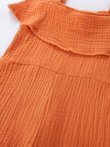 Niñitas Jumpsuit de hombros descubiertos bajo con fruncido - Naranja - Ver 5