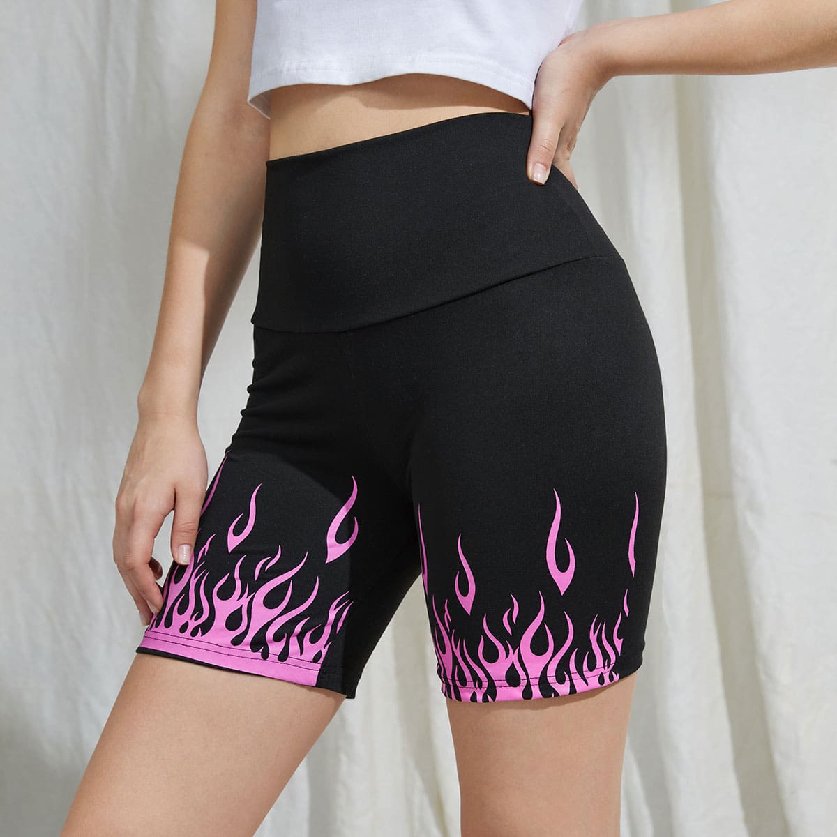 

Fire Graphic Biker Shorts, Black