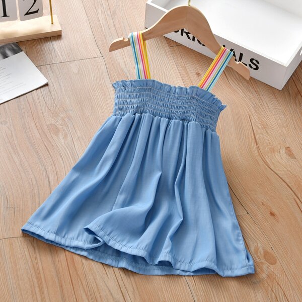 

Toddler Girls Rainbow Striped Strap Cami Top, Dusty blue