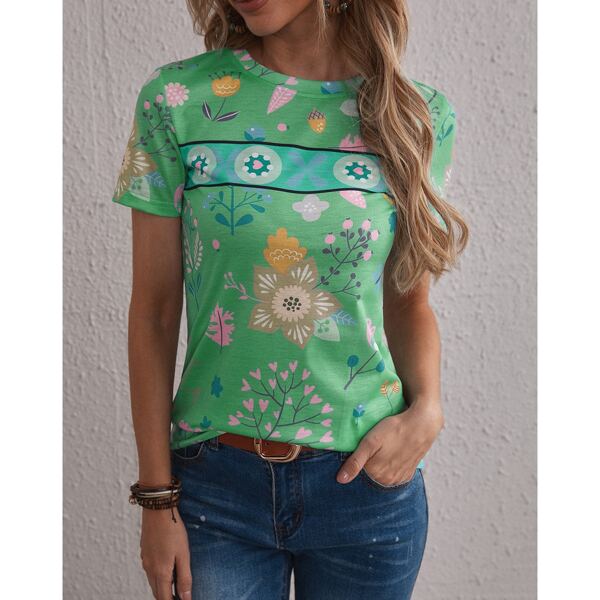 

Floral Short Sleeve Tee, Green