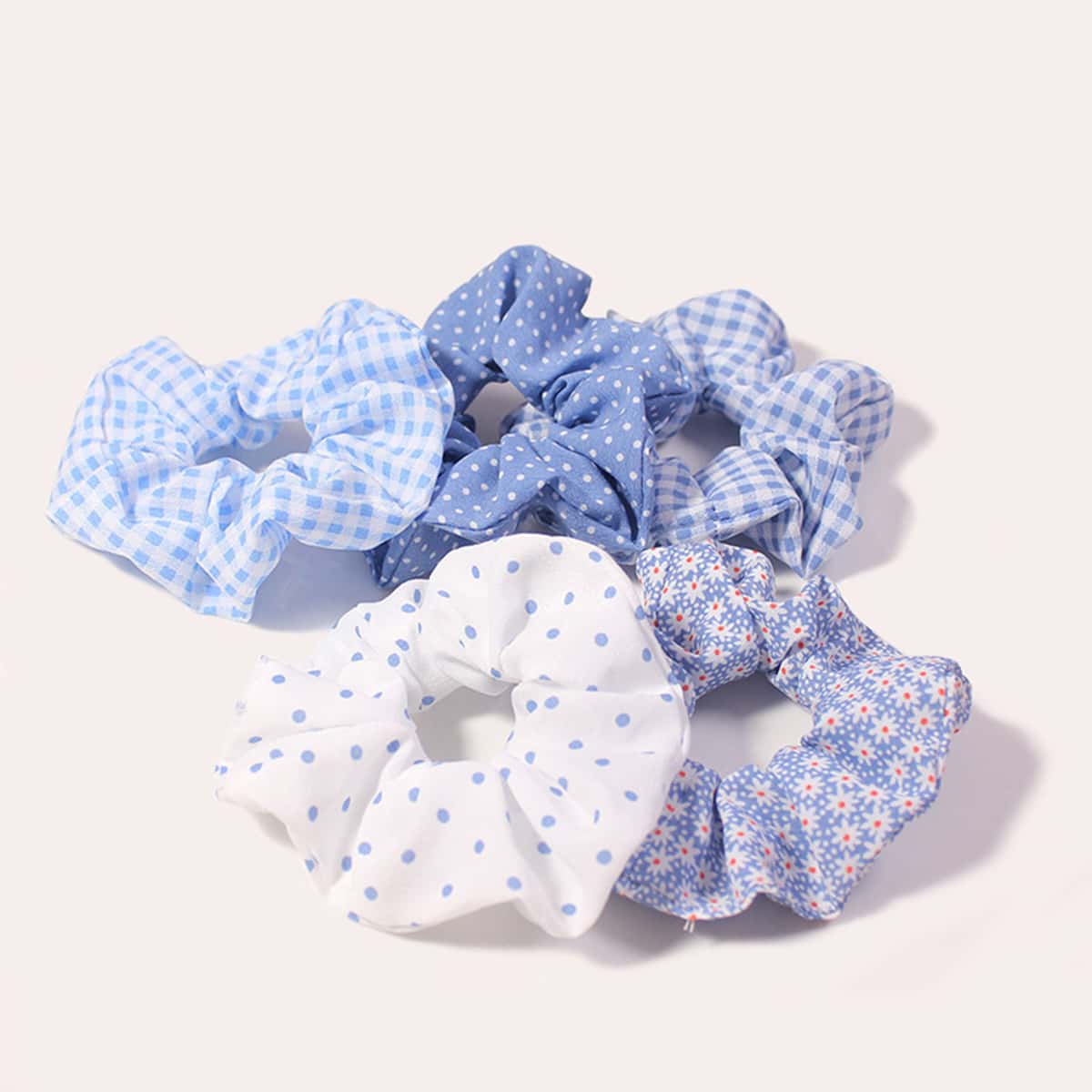 

3pcs Random Polka Dot & Plaid Scrunchie, Multicolor