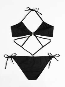 Áo Lót Gọi cảm Kích Thước Lớn Nhẫn màu trơn Gợi cảm - màu đen - Xem 2