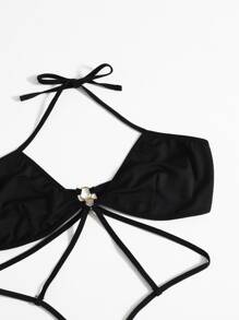 Áo Lót Gọi cảm Kích Thước Lớn Nhẫn màu trơn Gợi cảm - màu đen - Xem 3