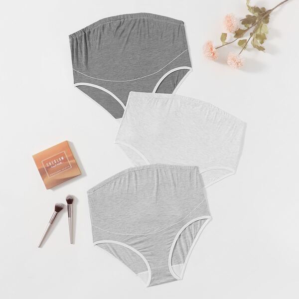 

3pack Plus Contrast Binding Panty Set, Multicolor