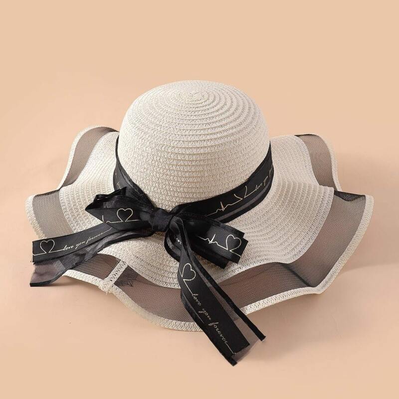 

Bow Decor Straw Hat, Beige