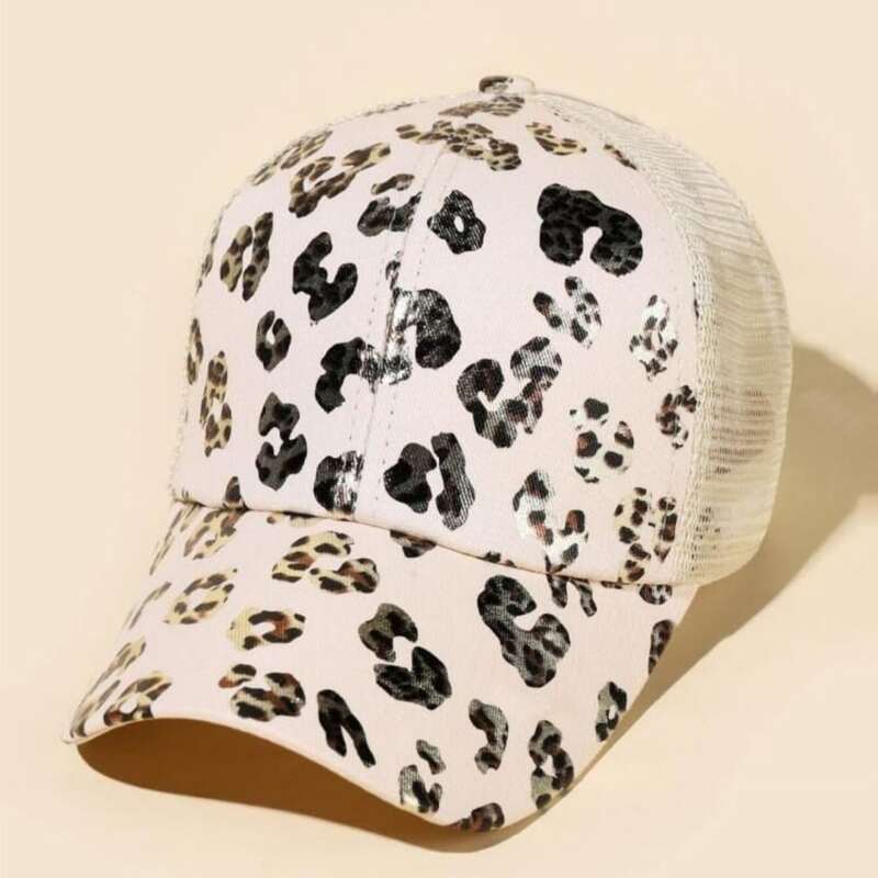 

Leopard Print Baseball Cap, Beige