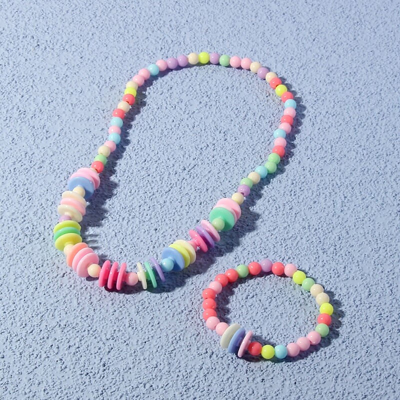 

1pc Colorful Beaded Choker & 1pc Bracelet, Multicolor