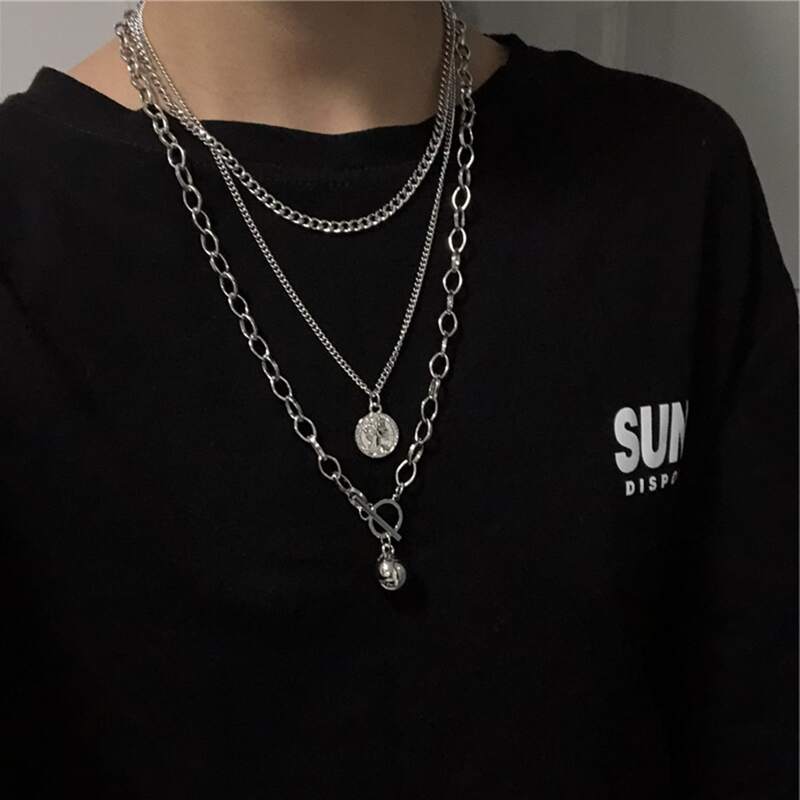 

Guys Coin & Ball Chain Necklace, Silver