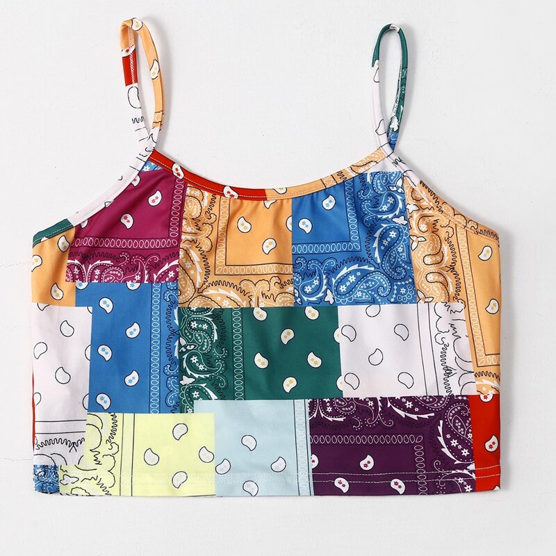 

Paisley Colorblock Crop Cami, Multicolor