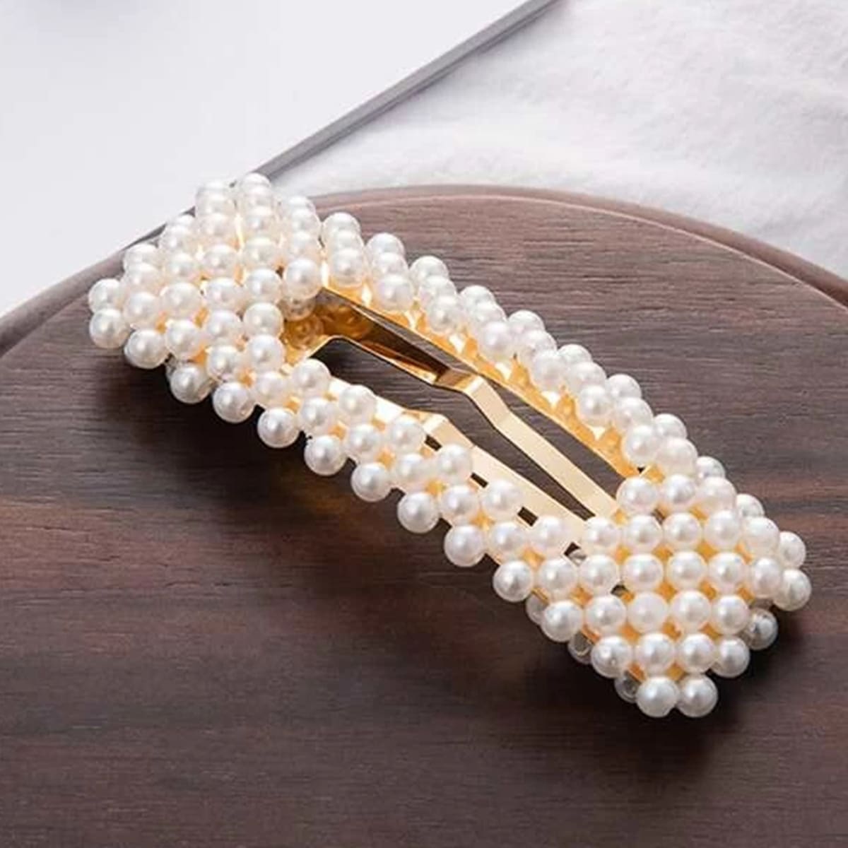 

2pcs Faux Pearl Hair Clip, White
