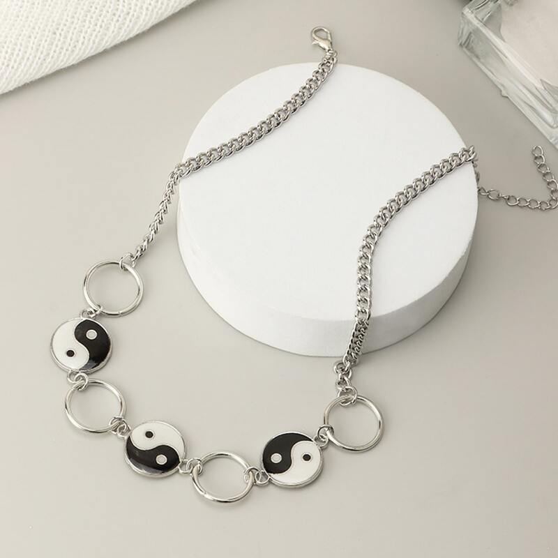 

Guys Yin & Yang Chain Necklace, Black and white