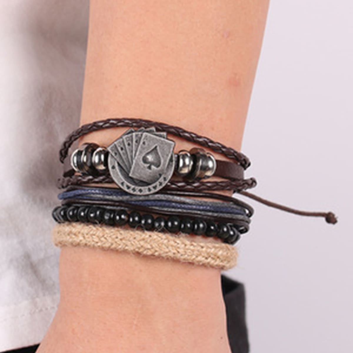 

Guys 4pcs Playing Card Bracelet, Black